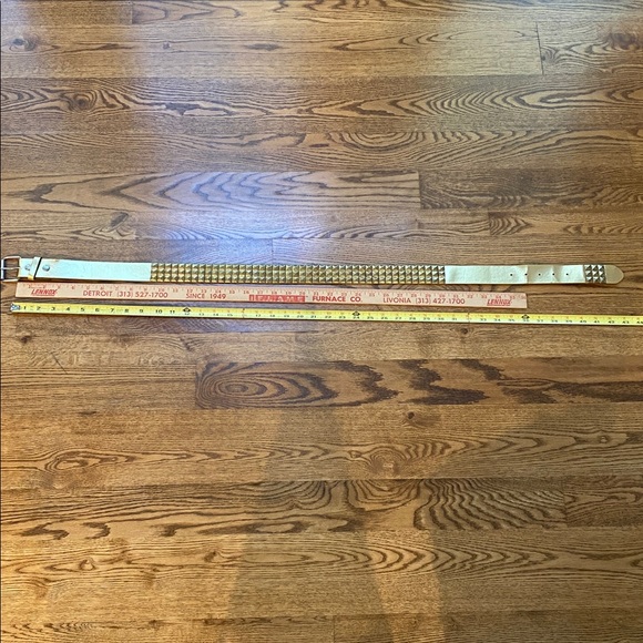 Vintage MK leather gold studded belt Y2K 80's punk riveted large Michael Kors - Picture 13 of 13